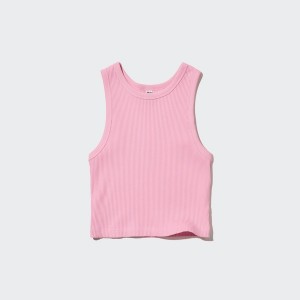 Uniqlo Ribbed Racer Back Cropped Tank Naisten Topit Pinkki | 3961-SDNHM