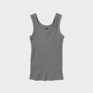 Uniqlo Ribbed Tank Naisten Topit Harmaat | 2967-YTBQA