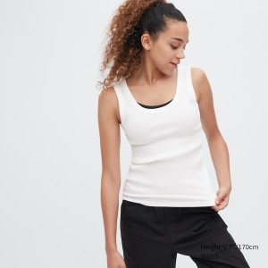 Uniqlo Ribbed Tank Naisten Topit Valkoinen | 2103-TYJWR