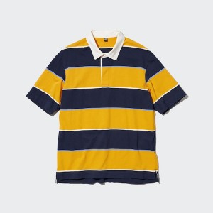 Uniqlo Rugger Striped Short Sleeve Miesten Pikeepaita Keltainen | 7168-DMGIV