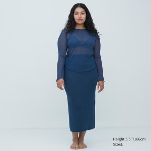 Uniqlo Sheer Crew Neck Long-Sleeve Naisten T Paidat Ruskea | 9415-WSGIO