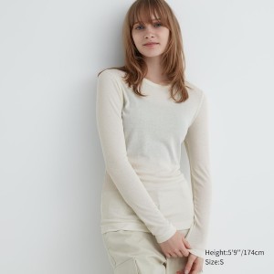 Uniqlo Sheer Jersey Crew Neck Long-Sleeve Naisten T Paidat Valkoinen | 3105-WGAFJ