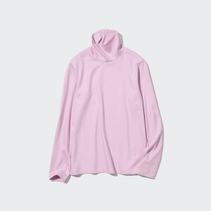 Uniqlo Smooth Stretch Cotton Turtleneck Long-Sleeve Naisten T Paidat Pinkki | 2367-FXTVI