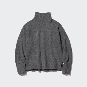 Uniqlo Souffle Yarn High Neck Long-Sleeve Naisten Neulepuserot Harmaat | 8739-RAUKO