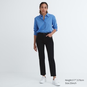 Uniqlo Stretch Slim Straight Naisten Farkut Mustat | 1042-DMPUY