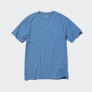 Uniqlo Supima® Cotton V-Neck Short-Sleeve Miesten T Paidat Sininen | 7826-HEMDN