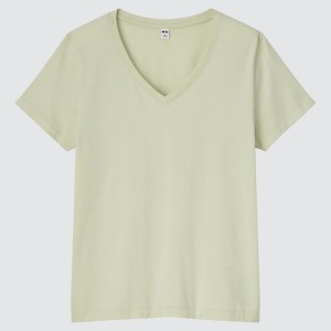 Uniqlo Supima® Cotton V-Neck Short-Sleeve Naisten T Paidat Vihreä | 2851-OEBJU