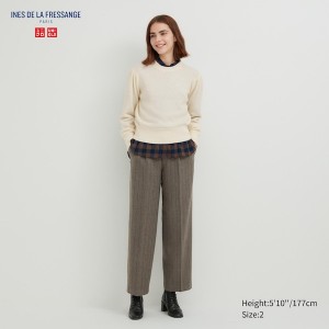 Uniqlo Tweed Wide-Fit Pleated Naisten Housut Ruskea | 6802-HQBIC