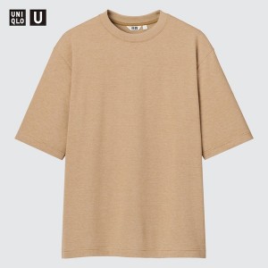 Uniqlo U AIRism Cotton Striped Crew Neck Oversized Miesten T Paidat Aprikoosi | 9348-AJOPM