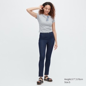 Uniqlo Ultra Stretch Denim Leggings Naisten Housut Laivastonsininen | 5019-KWVHZ