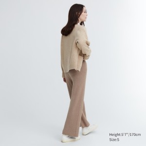 Uniqlo Washable Knit Ribbed Naisten Housut Beige | 3087-MHZOV