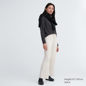 Uniqlo Washable Knit Ribbed Naisten Housut Valkoinen | 5763-XCWNA