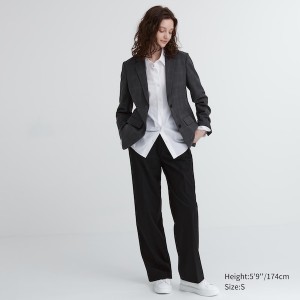 Uniqlo Wide-Fit Pleated Naisten Housut Mustat | 4627-NYELV