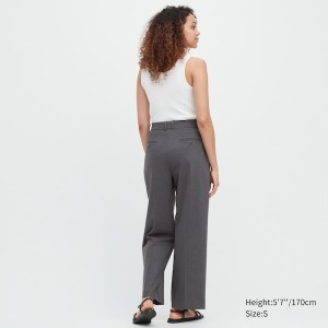 Uniqlo Wide-Fit Pleated Naisten Housut Tummanharmaat | 8623-UGHVA