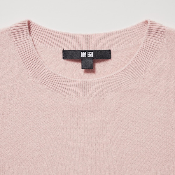 Uniqlo 3D Knit Cashmere Crew Neck Long-Sleeve Naisten Neulepuserot Pinkki | 2430-BMSDN