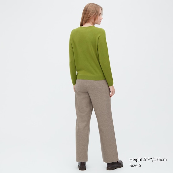 Uniqlo 3D Knit Cashmere Crew Neck Long-Sleeve Naisten Neulepuserot Vihreä | 0876-VDINZ