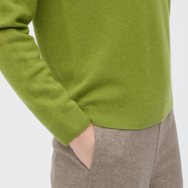 Uniqlo 3D Knit Cashmere Crew Neck Long-Sleeve Naisten Neulepuserot Vihreä | 0876-VDINZ