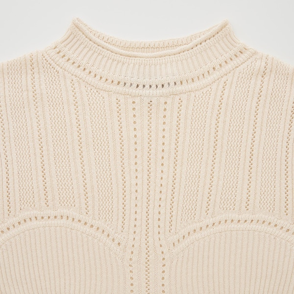 Uniqlo 3D Knit Mesh Half-Sleeve Naisten Neulepuserot Beige | 0854-OEIXH