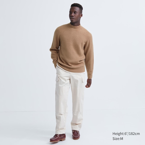 Uniqlo 3D Knit Souffle Yarn Mock Neck Miesten Neulepuserot Ruskea | 7582-NASQH