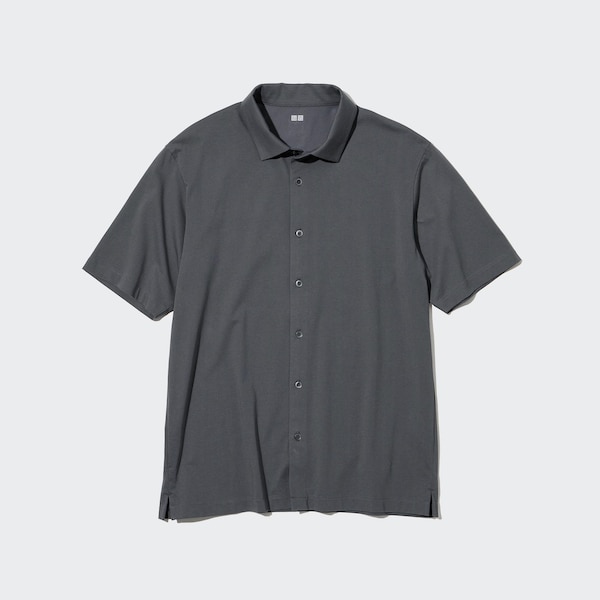 Uniqlo AIRism Full Open Short-Sleeve Miesten Pikeepaita Harmaat | 4659-RSEHL