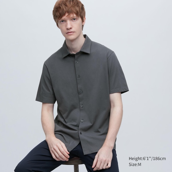 Uniqlo AIRism Full Open Short-Sleeve Miesten Pikeepaita Harmaat | 4659-RSEHL