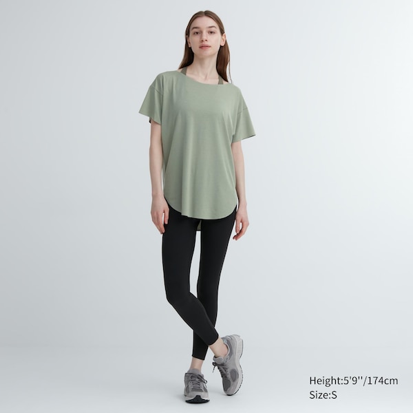 Uniqlo AIRism Seamless Boat Neck Short-Sleeve Long Naisten T Paidat Vihreä | 6215-QWKXL