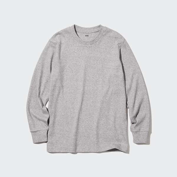 Uniqlo Brushed Cotton Crew Neck Long-Sleeve Miesten T Paidat Harmaat | 6509-EUYNP