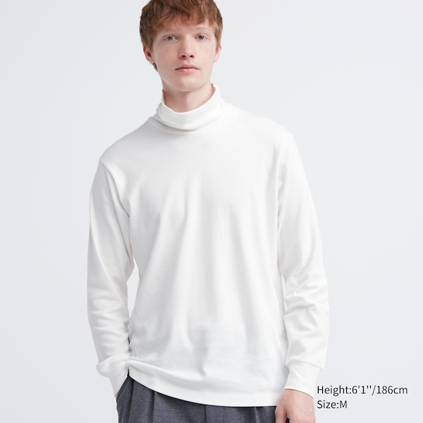 Uniqlo Brushed Cotton Turtleneck Long-Sleeve Miesten T Paidat Valkoinen | 7430-MFTBR