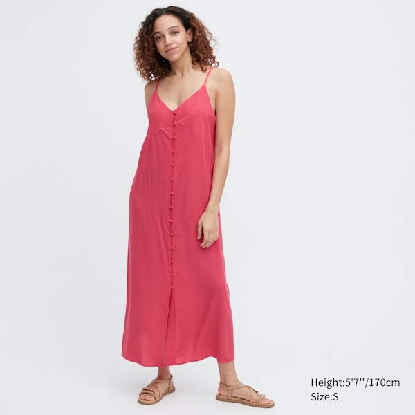 Uniqlo Button Down Camisole Flare Naisten Mekko Pinkki | 9206-QSCEF