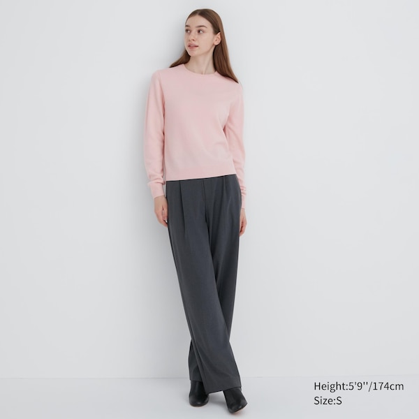 Uniqlo Cashmere Crew Neck Long-Sleeve Naisten Neulepuserot Pinkki | 9375-XJQUE