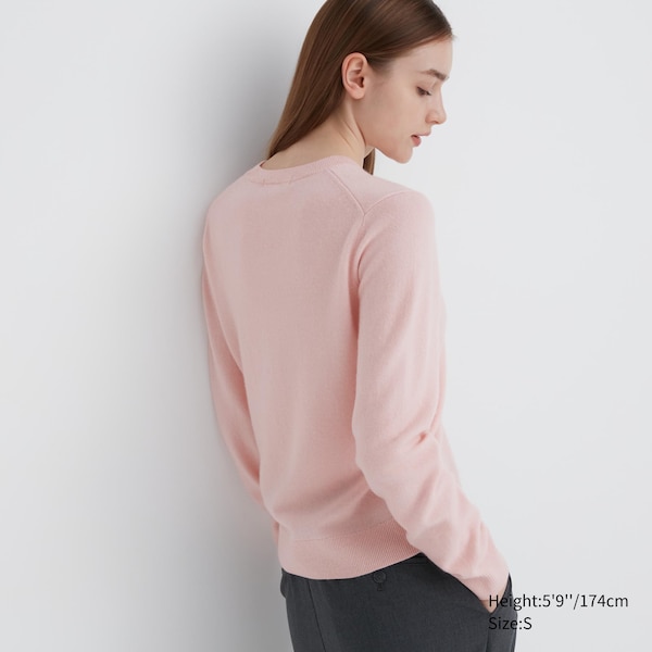 Uniqlo Cashmere Crew Neck Long-Sleeve Naisten Neulepuserot Pinkki | 9375-XJQUE