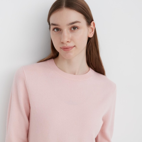 Uniqlo Cashmere Crew Neck Long-Sleeve Naisten Neulepuserot Pinkki | 9375-XJQUE