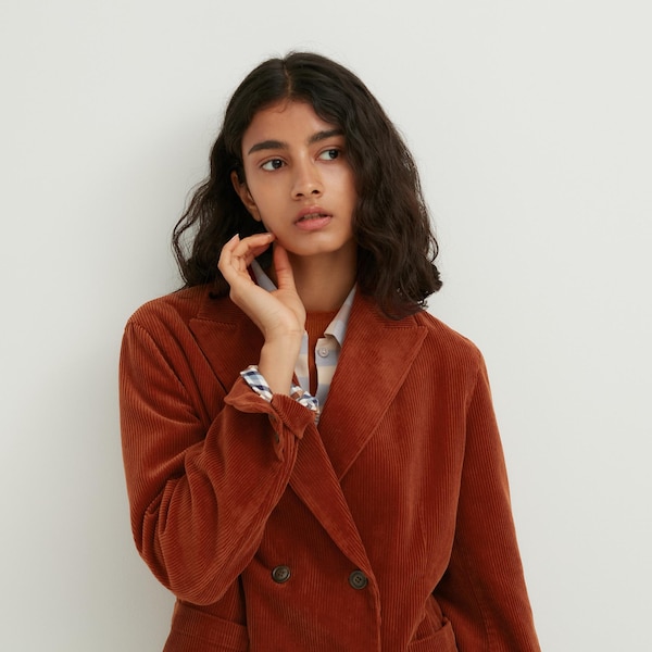 Uniqlo Corduroy Double-Breasted Naisten jackets Ruskea | 6215-DGLWU