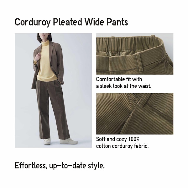 Uniqlo Corduroy Wide-Fit Pleated Naisten Housut Valkoinen | 3095-GWEAP