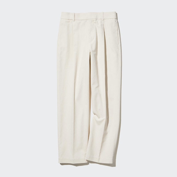 Uniqlo Corduroy Wide-Fit Pleated Naisten Housut Valkoinen | 3095-GWEAP