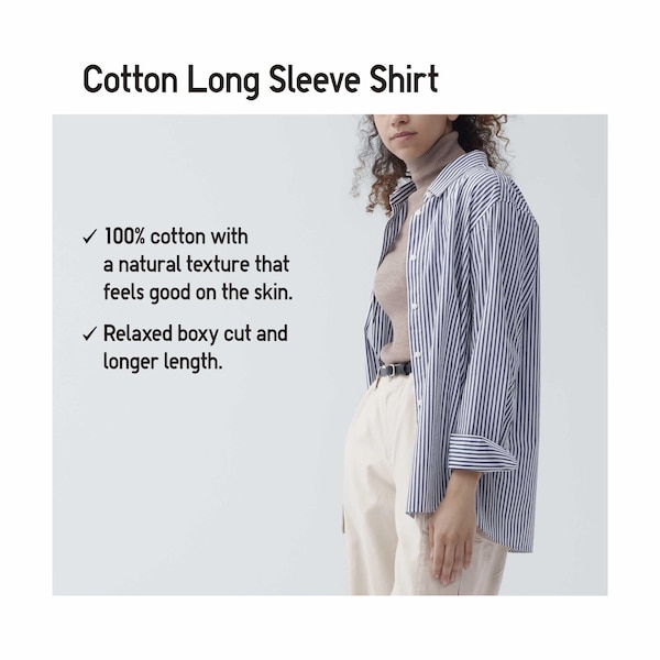 Uniqlo Cotton Long-Sleeve Naisten Paidat Sininen | 2071-LKUPZ