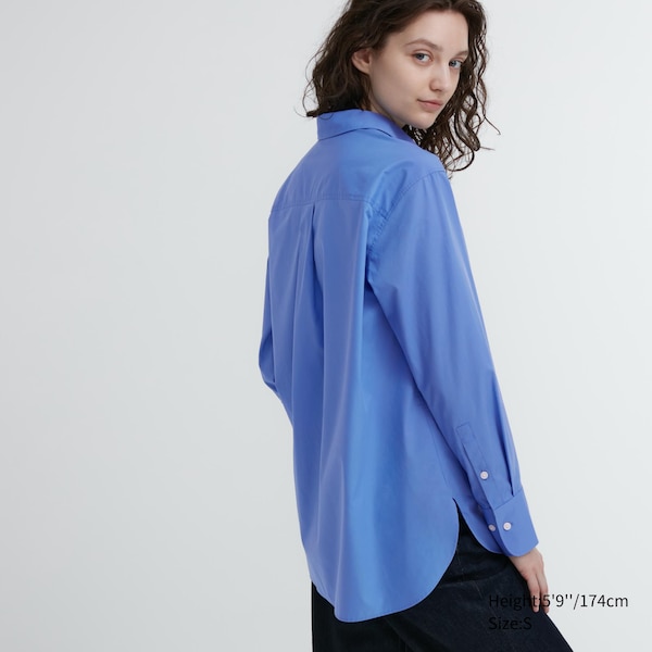 Uniqlo Cotton Long-Sleeve Naisten Paidat Sininen | 2071-LKUPZ