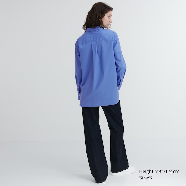 Uniqlo Cotton Long-Sleeve Naisten Paidat Sininen | 2071-LKUPZ