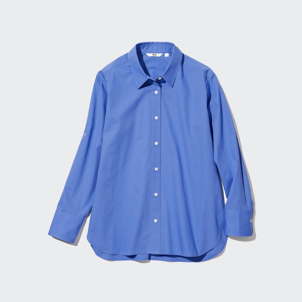 Uniqlo Cotton Long-Sleeve Naisten Paidat Sininen | 2071-LKUPZ