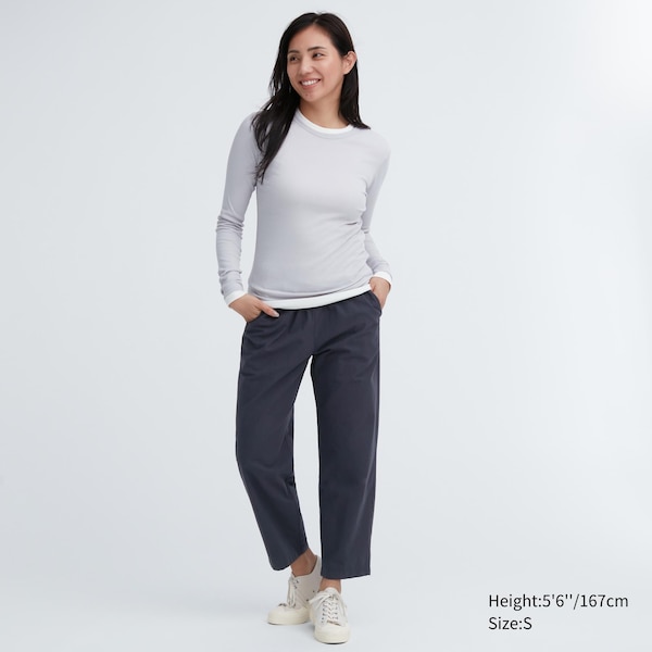 Uniqlo Cotton Relaxed Ankle Naisten Housut Tummanharmaat | 6980-UWBMC