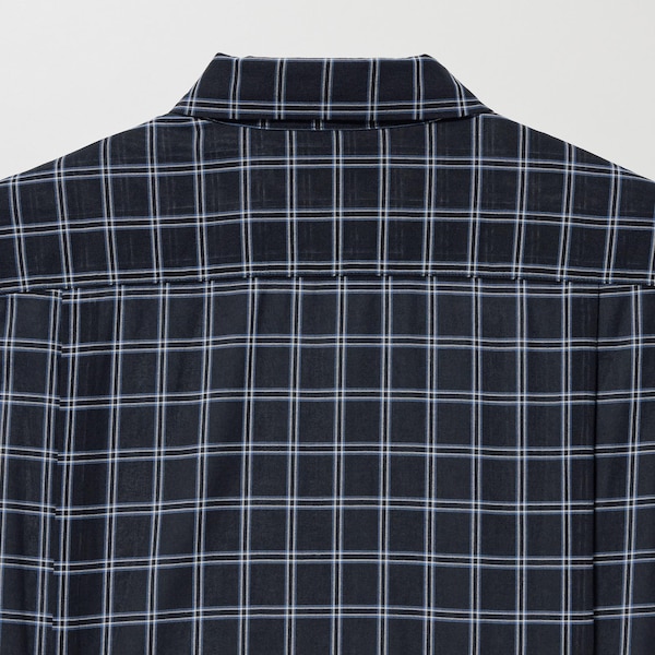 Uniqlo Cotton Sheer Checked Long-Sleeve Naisten Paidat Mustat | 0736-DTFAI