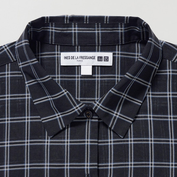 Uniqlo Cotton Sheer Checked Long-Sleeve Naisten Paidat Mustat | 0736-DTFAI