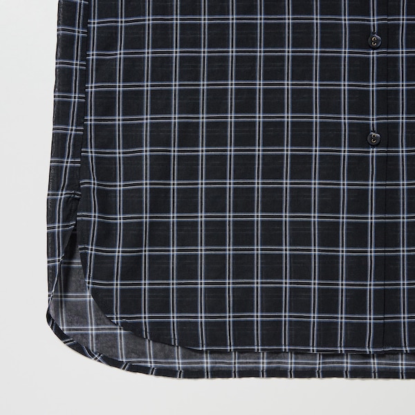 Uniqlo Cotton Sheer Checked Long-Sleeve Naisten Paidat Mustat | 0736-DTFAI