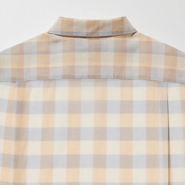 Uniqlo Cotton Sheer Checked Long-Sleeve Naisten Paidat Beige | 9457-IYKCG