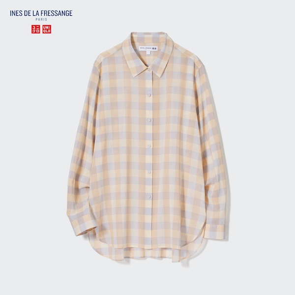 Uniqlo Cotton Sheer Checked Long-Sleeve Naisten Paidat Beige | 9457-IYKCG