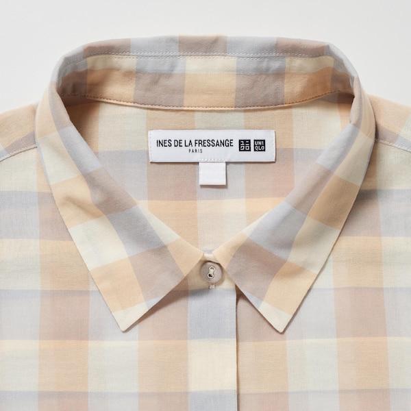 Uniqlo Cotton Sheer Checked Long-Sleeve Naisten Paidat Beige | 9457-IYKCG