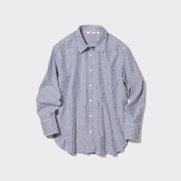 Uniqlo Cotton Striped Long-Sleeve Naisten Paidat Sininen | 6297-SARYH