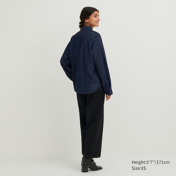 Uniqlo Denim Long-Sleeve Naisten Paidat Laivastonsininen | 0592-LDWEA