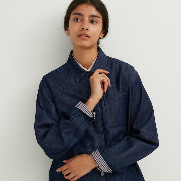 Uniqlo Denim Long-Sleeve Naisten Paidat Laivastonsininen | 0592-LDWEA