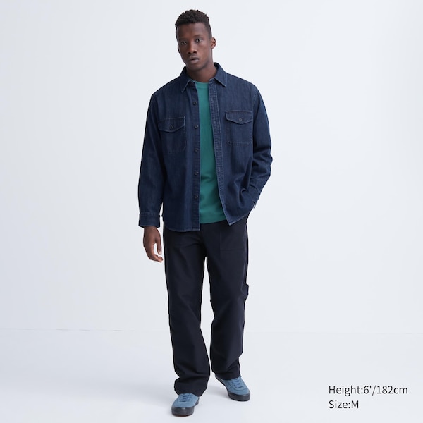 Uniqlo Denim Utility Long-Sleeve Overshirt Miesten Paidat Sininen | 9316-FZGNM